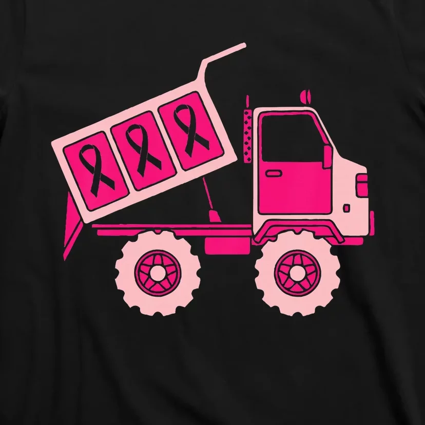 Breast Cancer Awareness with a Pink Ribbon Dump Truck T-Shirt