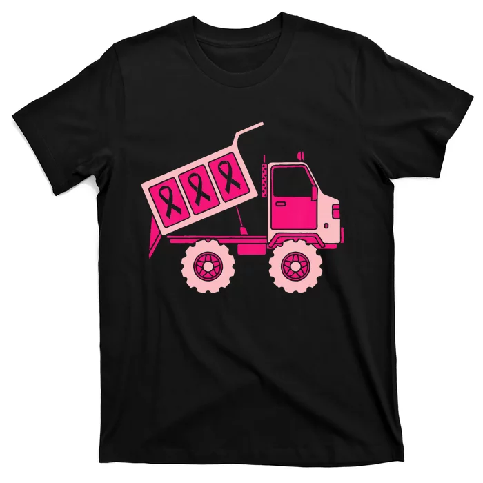 Breast Cancer Awareness with a Pink Ribbon Dump Truck T-Shirt