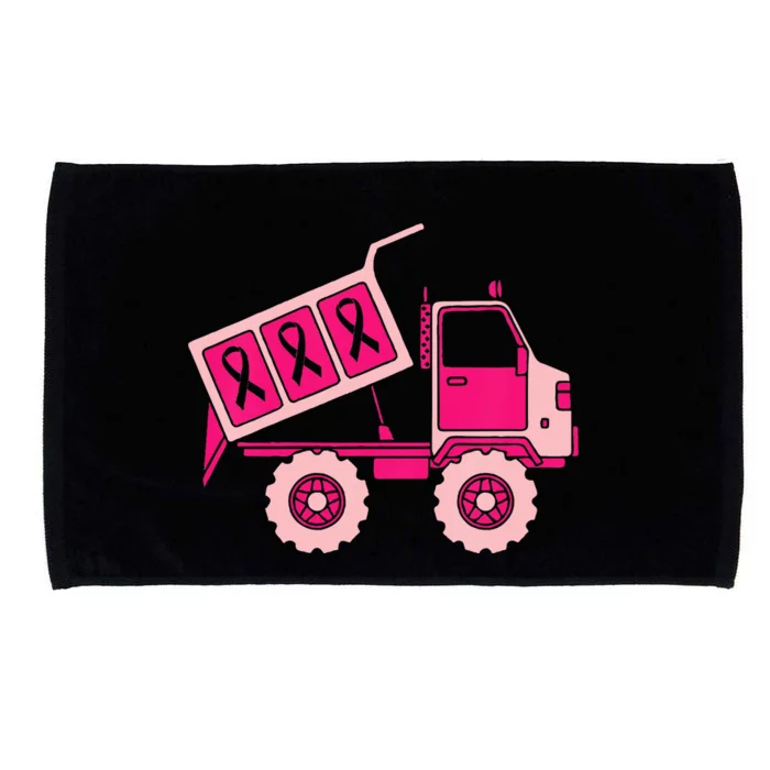 Breast Cancer Awareness with a Pink Ribbon Dump Truck Microfiber Hand Towel