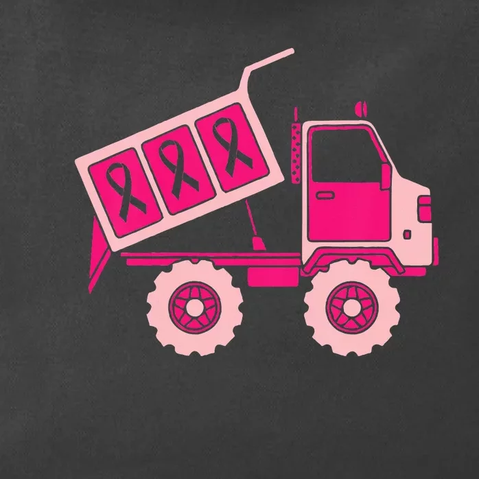 Breast Cancer Awareness with a Pink Ribbon Dump Truck Zip Tote Bag