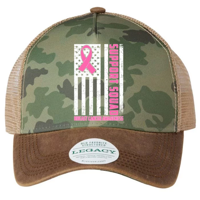 Breast Cancer Awareness Support Squad Distressed USA Flag Legacy Tie Dye Trucker Hat