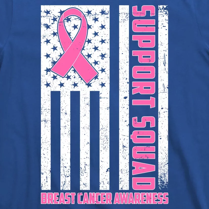 Breast Cancer Awareness Support Squad Distressed USA Flag T-Shirt