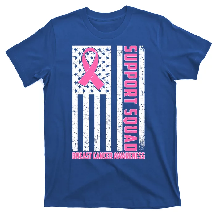 Breast Cancer Awareness Support Squad Distressed USA Flag T-Shirt