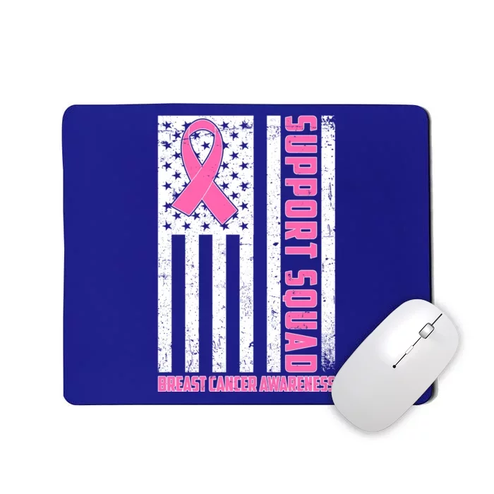 Breast Cancer Awareness Support Squad Distressed USA Flag Mousepad