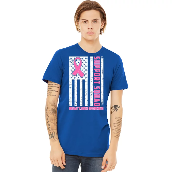 Breast Cancer Awareness Support Squad Distressed USA Flag Premium T-Shirt