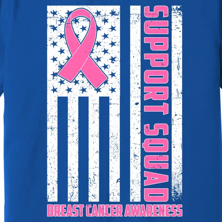 Breast Cancer Awareness Support Squad Distressed USA Flag Premium T-Shirt