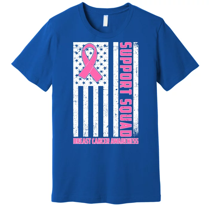 Breast Cancer Awareness Support Squad Distressed USA Flag Premium T-Shirt