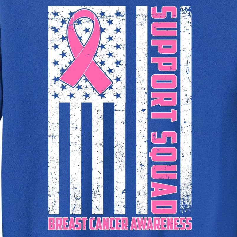 Breast Cancer Awareness Support Squad Distressed USA Flag Tall Sweatshirt