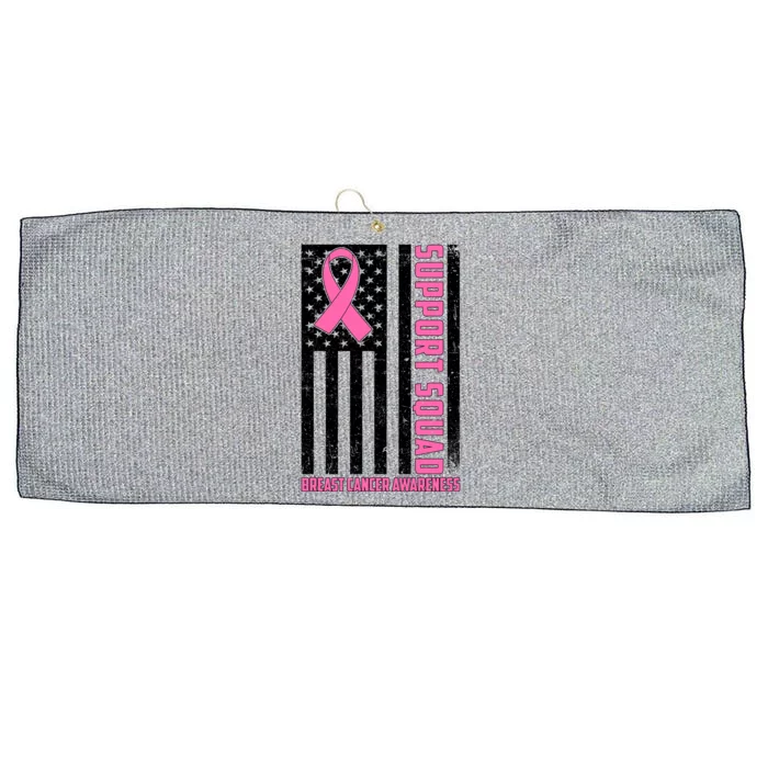 Breast Cancer Awareness Support Squad Distressed USA Flag Large Microfiber Waffle Golf Towel