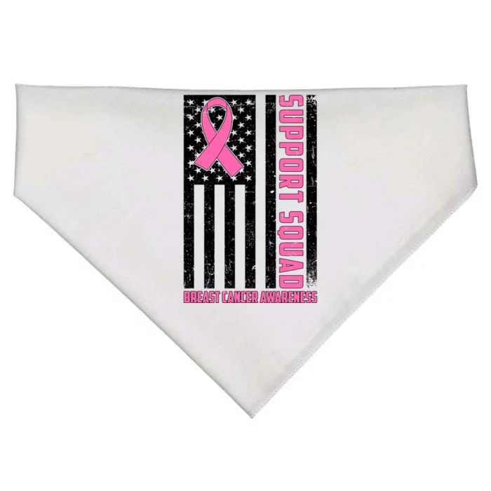 Breast Cancer Awareness Support Squad Distressed USA Flag USA-Made Doggie Bandana