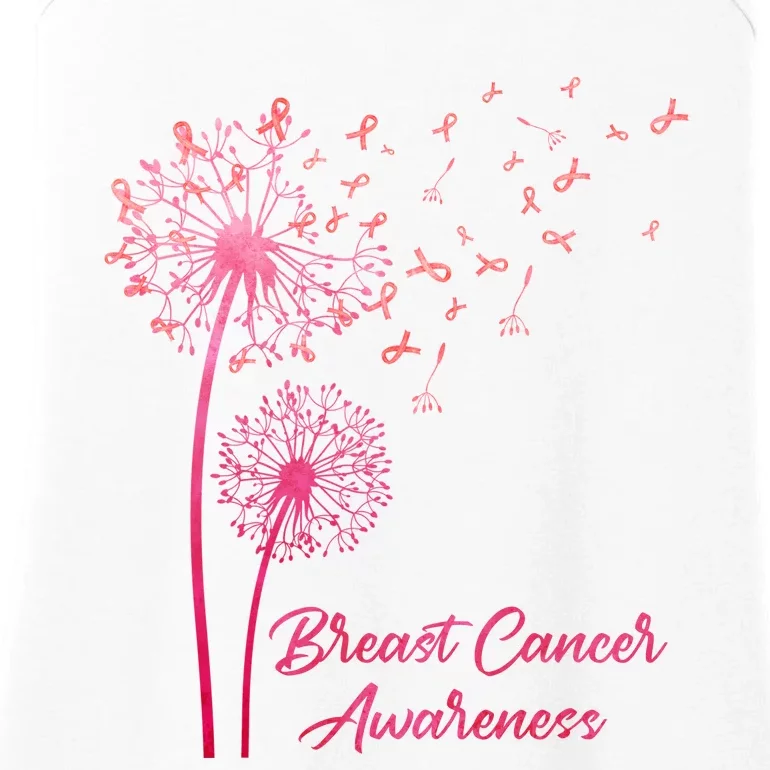 Breast Cancer Awareness Dandelion Pink Ribbon Ladies Essential Tank