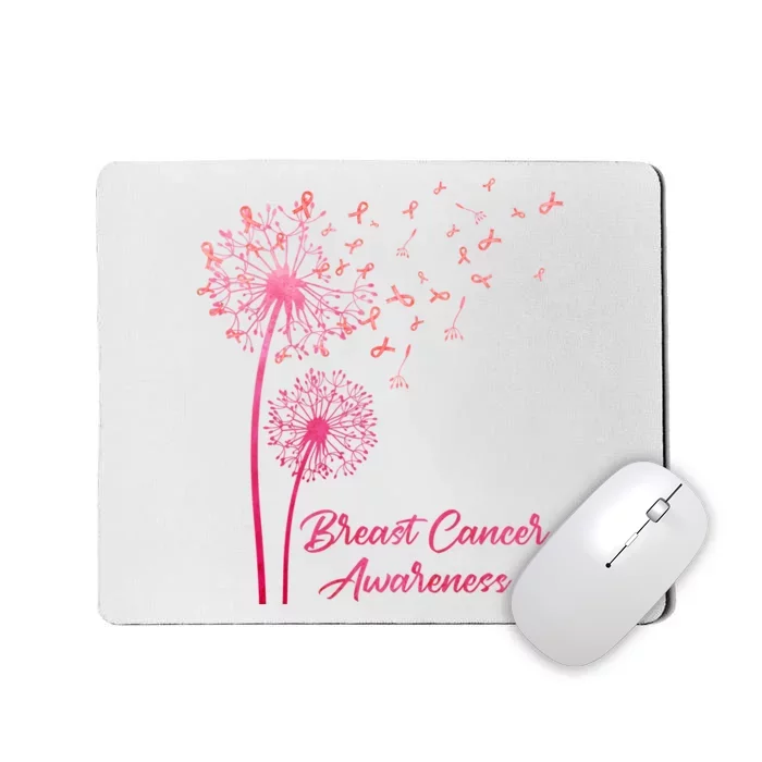 Breast Cancer Awareness Dandelion Pink Ribbon Mousepad