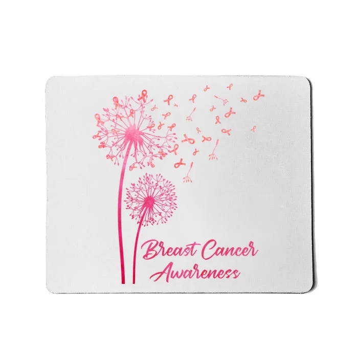 Breast Cancer Awareness Dandelion Pink Ribbon Mousepad