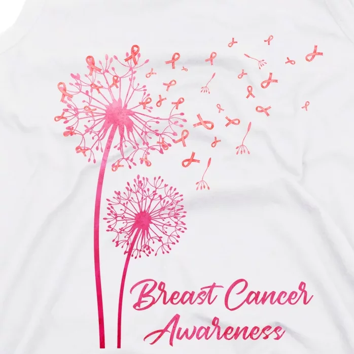 Breast Cancer Awareness Dandelion Pink Ribbon Tank Top