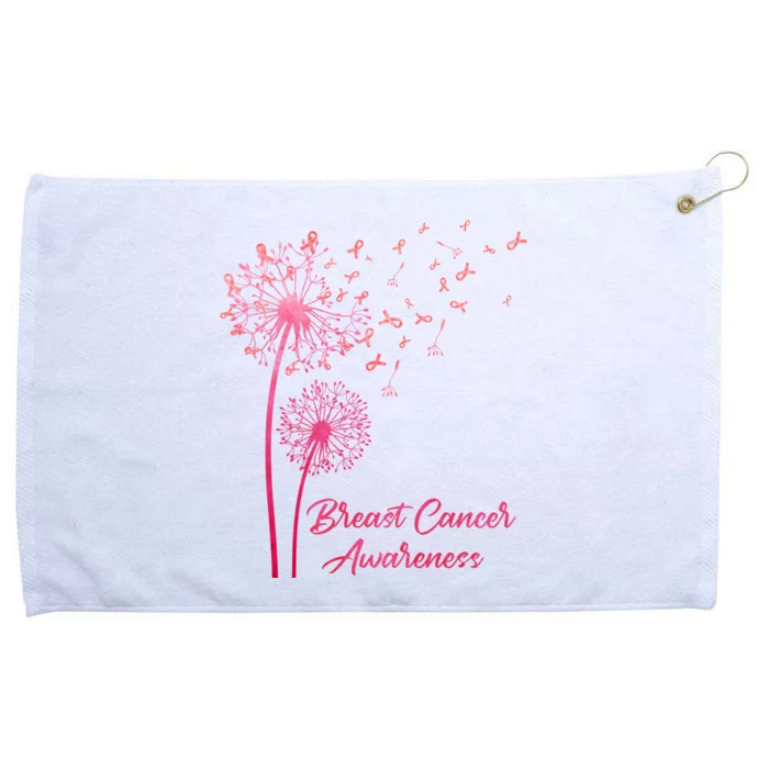 Breast Cancer Awareness Dandelion Pink Ribbon Grommeted Golf Towel