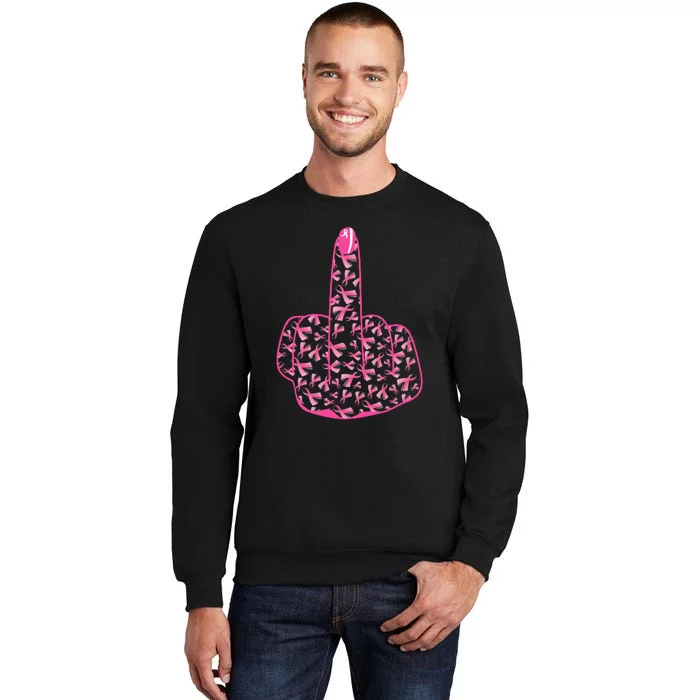 Breast Cancer Awareness FCK Breast Cancer Finger Sweatshirt