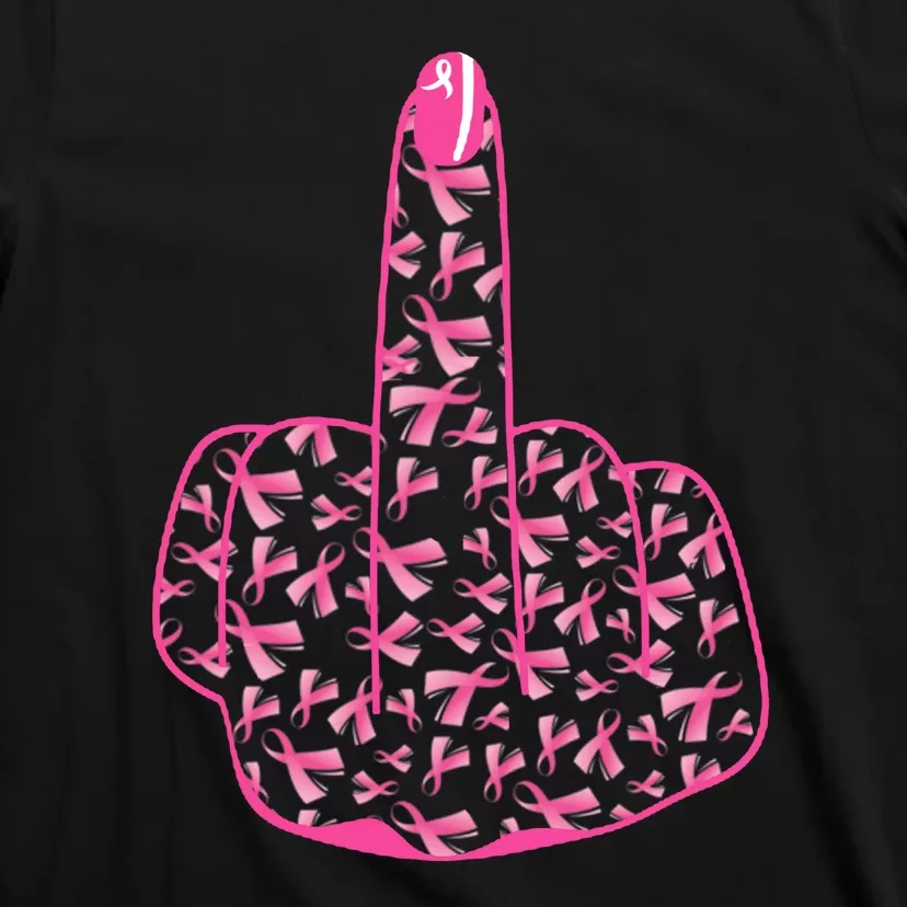 Breast Cancer Awareness FCK Breast Cancer Finger T-Shirt