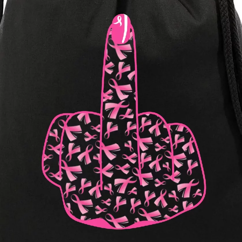 Breast Cancer Awareness FCK Breast Cancer Finger Drawstring Bag