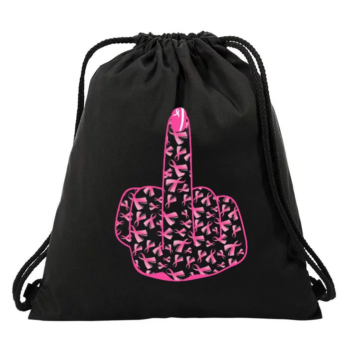 Breast Cancer Awareness FCK Breast Cancer Finger Drawstring Bag