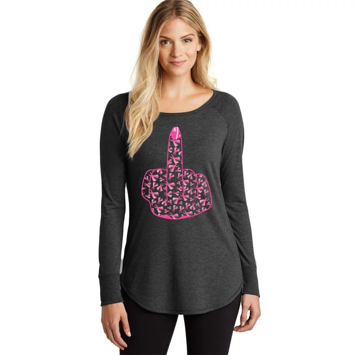 Breast Cancer Awareness FCK Breast Cancer Finger Women's Perfect Tri Tunic Long Sleeve Shirt