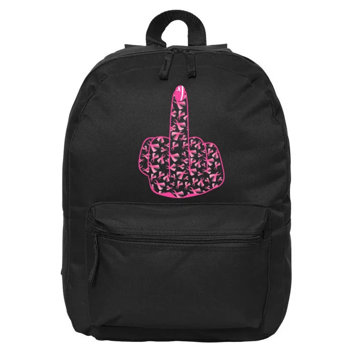 Breast Cancer Awareness FCK Breast Cancer Finger 16 in Basic Backpack