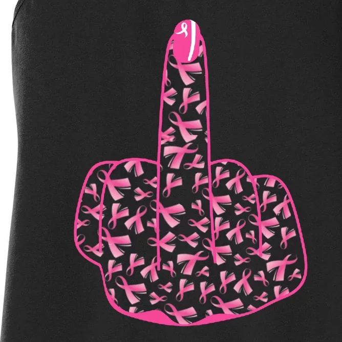 Breast Cancer Awareness FCK Breast Cancer Finger Women's Racerback Tank