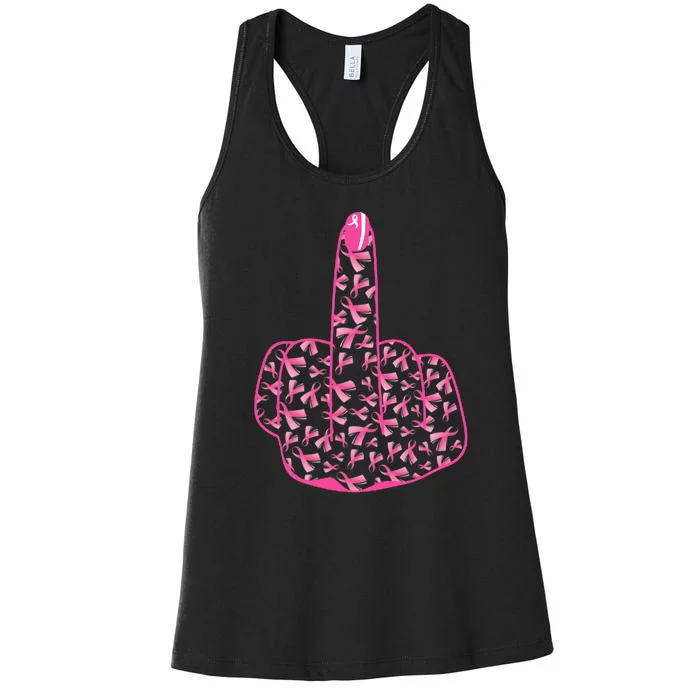 Breast Cancer Awareness FCK Breast Cancer Finger Women's Racerback Tank