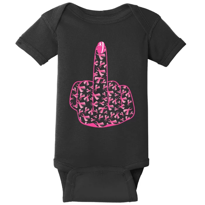 Breast Cancer Awareness FCK Breast Cancer Finger Baby Bodysuit