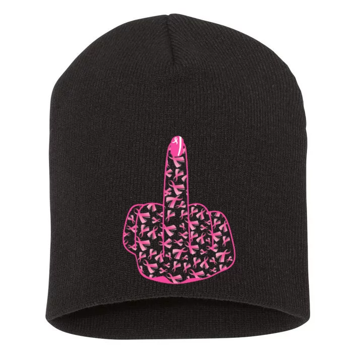 Breast Cancer Awareness FCK Breast Cancer Finger Short Acrylic Beanie