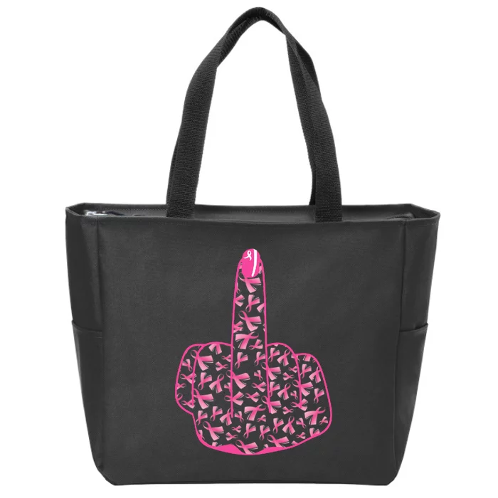 Breast Cancer Awareness FCK Breast Cancer Finger Zip Tote Bag