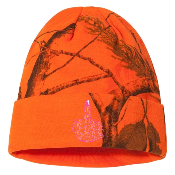 Breast Cancer Awareness FCK Breast Cancer Finger Kati - 12in Camo Beanie