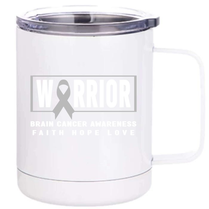 Brain Cancer Awareness Gift Funny Gift Brain Cancer Warrior Cool Gift Front & Back 12oz Stainless Steel Tumbler Cup