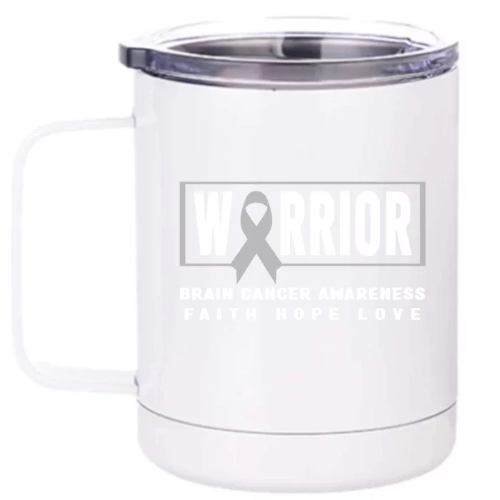 Brain Cancer Awareness Gift Funny Gift Brain Cancer Warrior Cool Gift Front & Back 12oz Stainless Steel Tumbler Cup