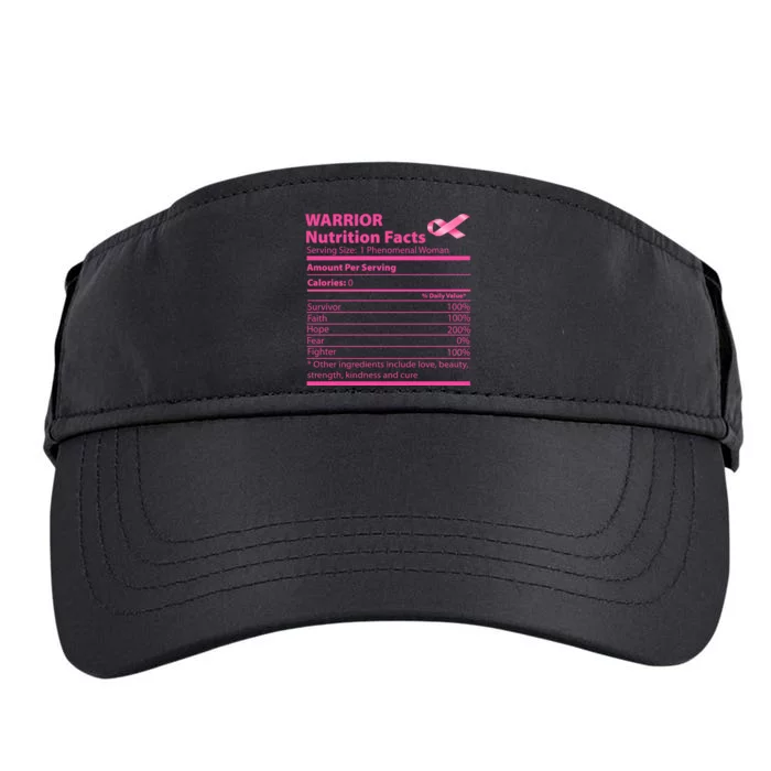 Breast Cancer Awareness Warrior Nutrition Facts Faith Hope Adult Drive Performance Visor