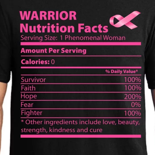 Breast Cancer Awareness Warrior Nutrition Facts Faith Hope Pajama Set