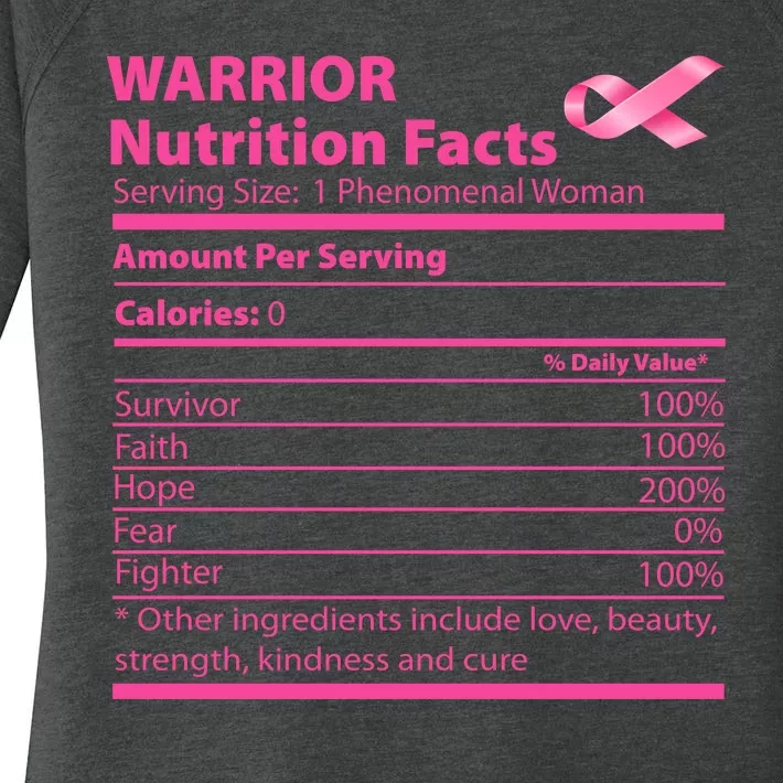 Breast Cancer Awareness Warrior Nutrition Facts Faith Hope Women's Perfect Tri Tunic Long Sleeve Shirt