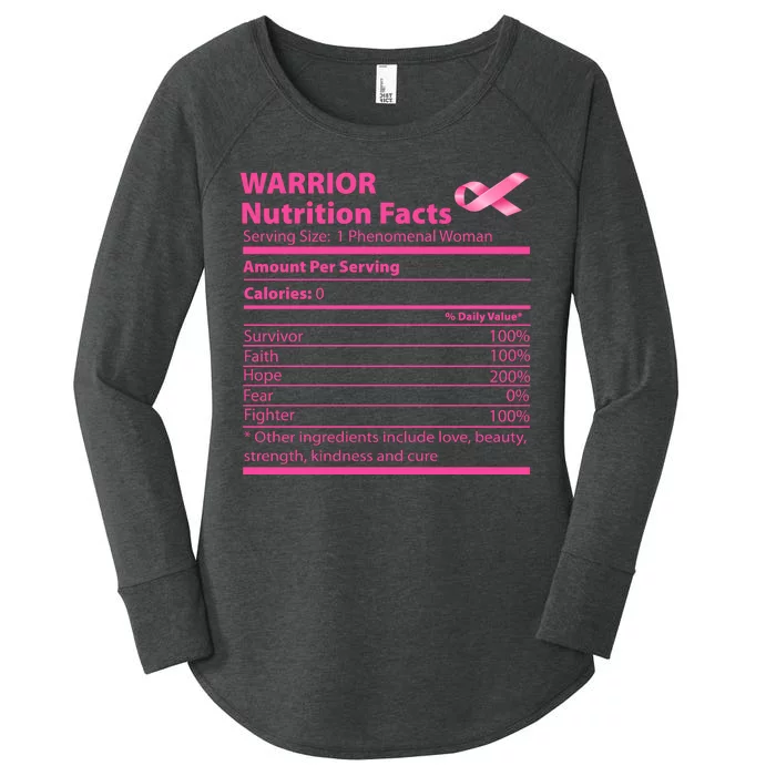 Breast Cancer Awareness Warrior Nutrition Facts Faith Hope Women's Perfect Tri Tunic Long Sleeve Shirt