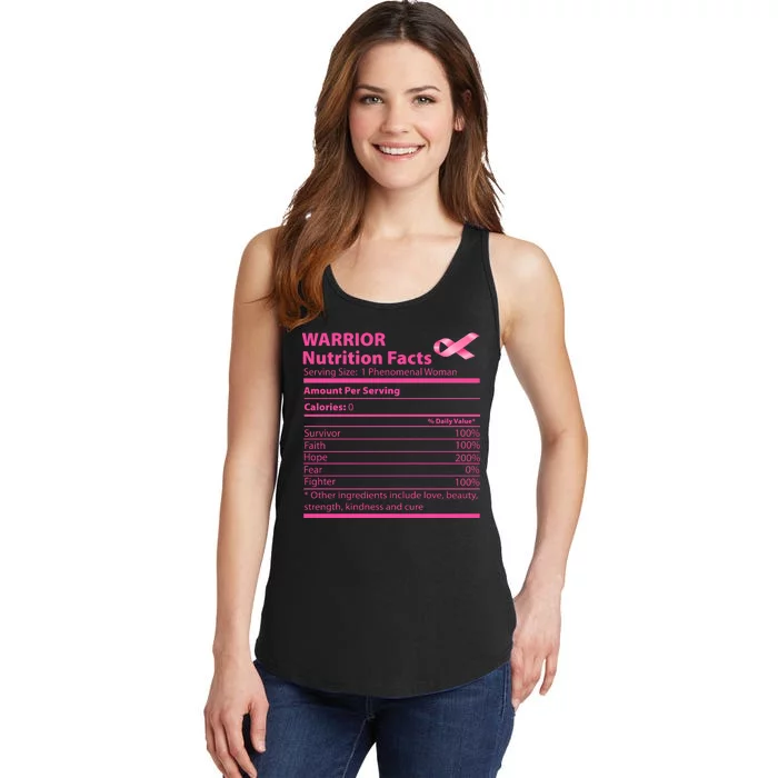 Breast Cancer Awareness Warrior Nutrition Facts Faith Hope Ladies Essential Tank