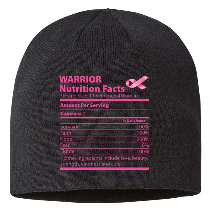 Breast Cancer Awareness Warrior Nutrition Facts Faith Hope 8 1/2in Sustainable Knit Beanie