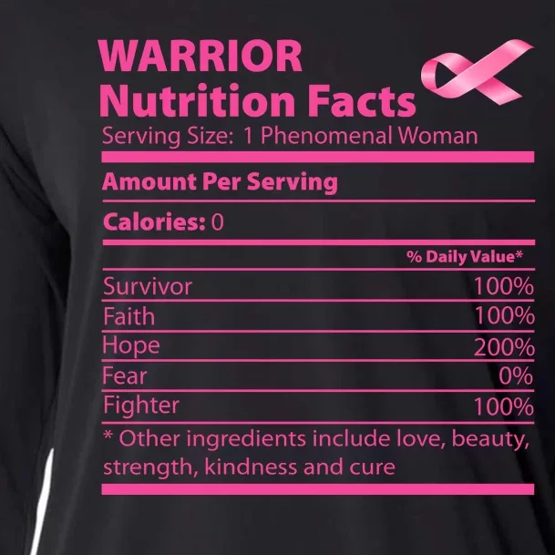 Breast Cancer Awareness Warrior Nutrition Facts Faith Hope Cooling Performance Long Sleeve Crew