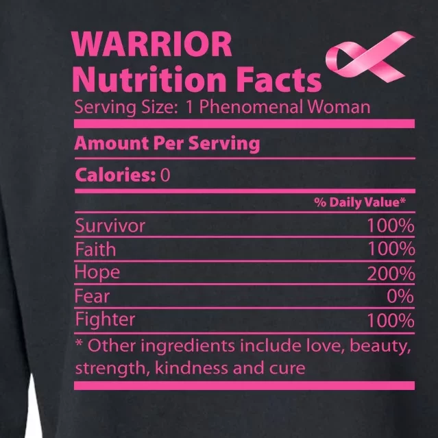 Breast Cancer Awareness Warrior Nutrition Facts Faith Hope Cropped Pullover Crew