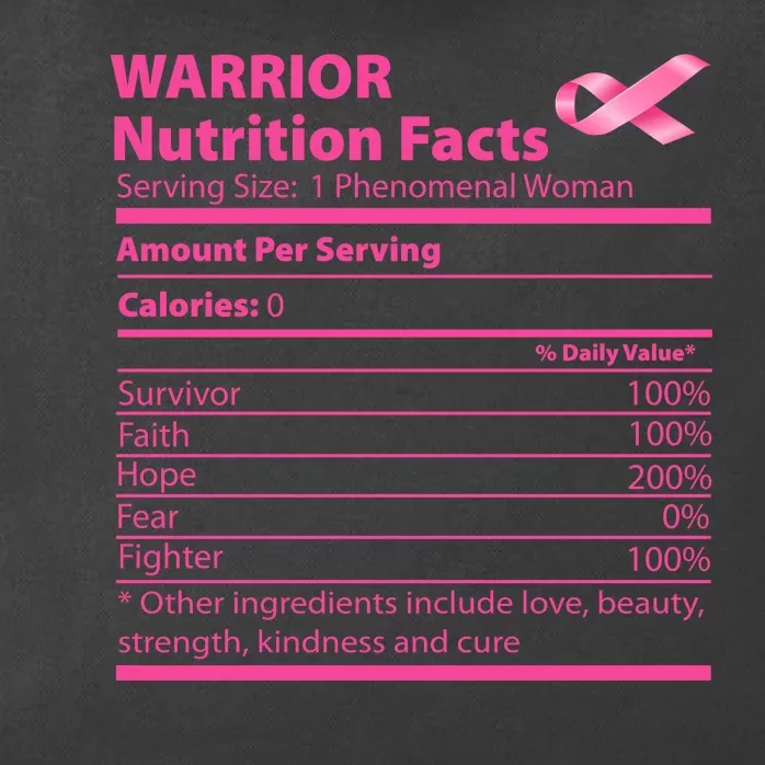 Breast Cancer Awareness Warrior Nutrition Facts Faith Hope Zip Tote Bag