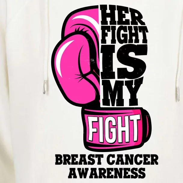 Breast Cancer Awareness Her Fight Is My Fight Boxing Glove Womens Funnel Neck Pullover Hood