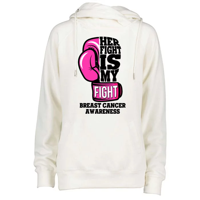 Breast Cancer Awareness Her Fight Is My Fight Boxing Glove Womens Funnel Neck Pullover Hood