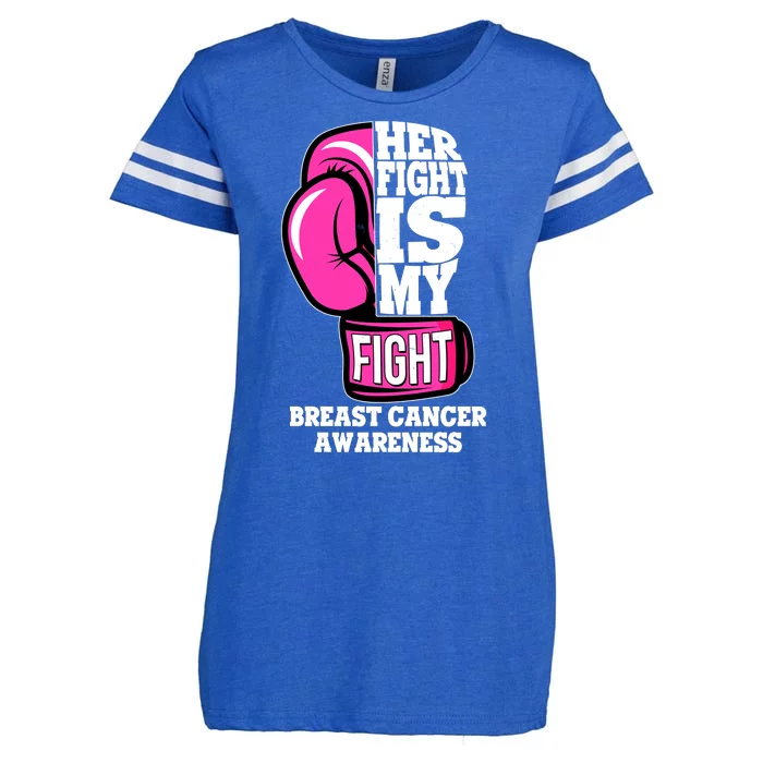 Breast Cancer Awareness Her Fight Is My Fight Boxing Glove Enza Ladies Jersey Football T-Shirt