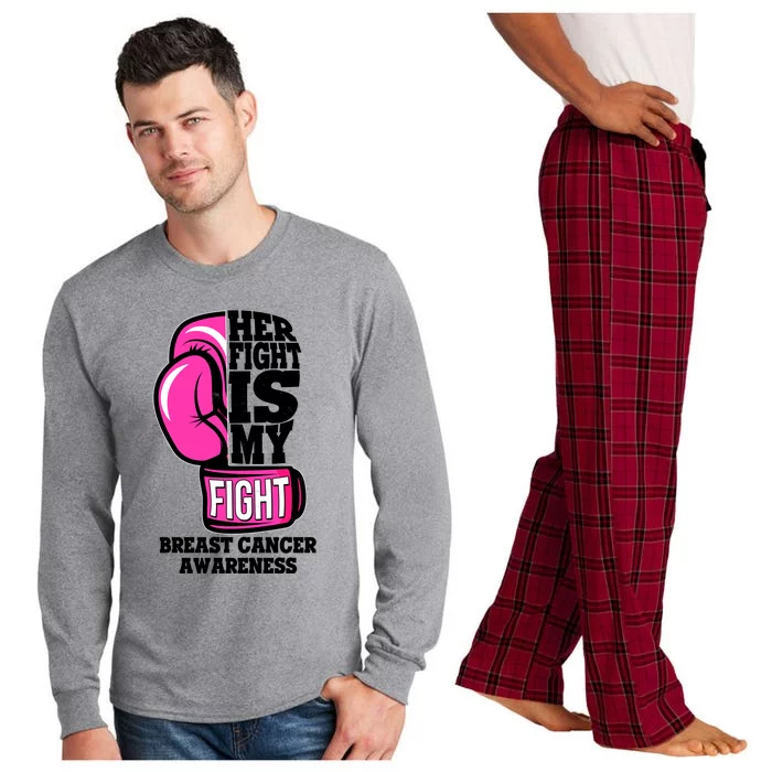 Breast Cancer Awareness Her Fight Is My Fight Boxing Glove Long Sleeve Pajama Set