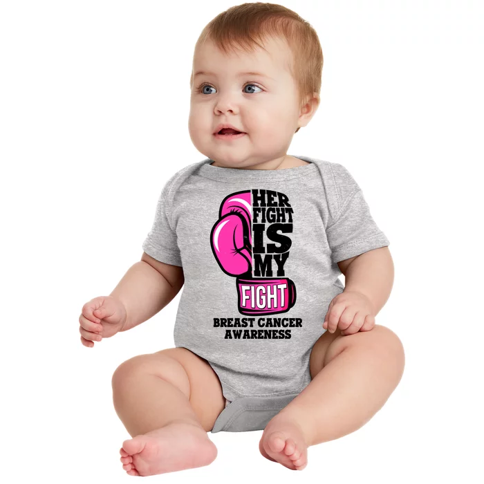 Breast Cancer Awareness Her Fight Is My Fight Boxing Glove Baby Bodysuit