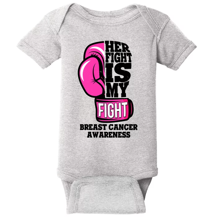 Breast Cancer Awareness Her Fight Is My Fight Boxing Glove Baby Bodysuit