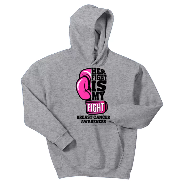 Breast Cancer Awareness Her Fight Is My Fight Boxing Glove Kids Hoodie