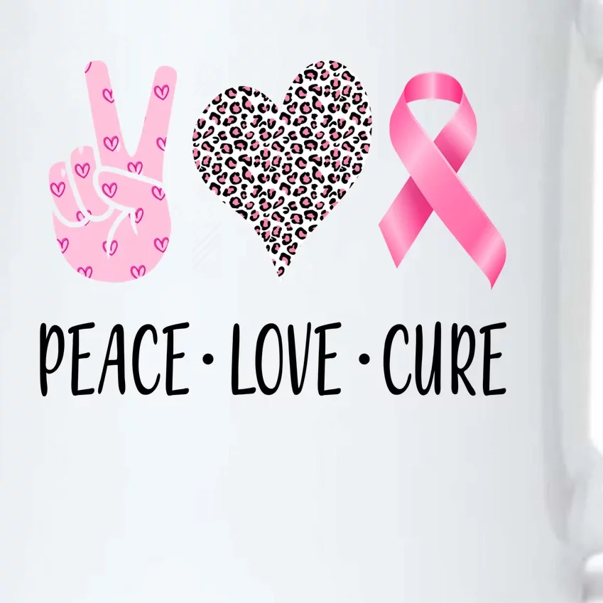 Breast Cancer Awareness Peace Love Cure Black Color Changing Mug